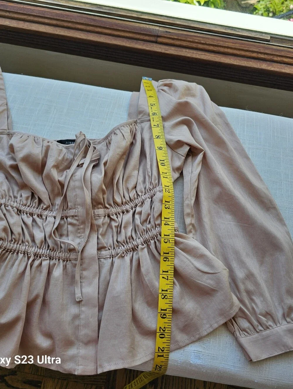 New! J. Crew Sz 6 Cinched-waist Top in Cream Herringbone Cotton NWT
